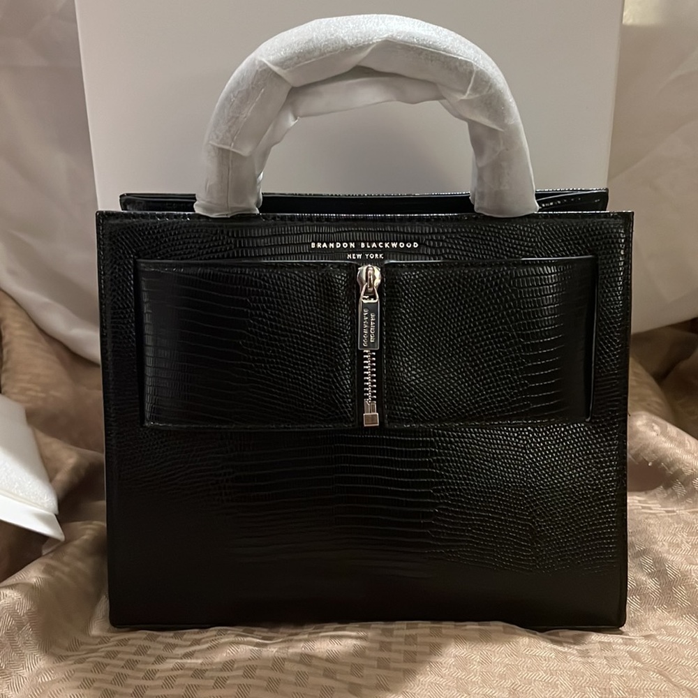 Brandon Blackwood Medium Kuei Vegan Leather Bag - Black Lizard